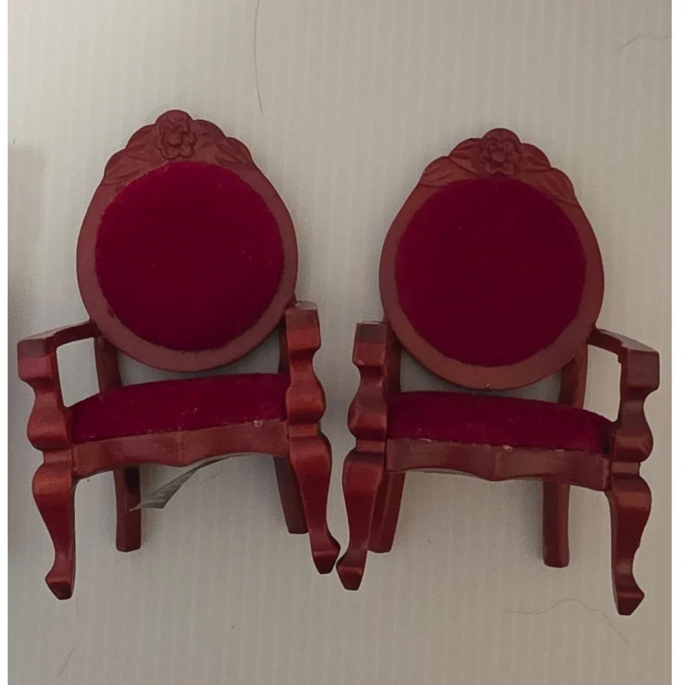 Melissa & Doug Dollhouse Furniture 4pc Red Wooden Victorian Fair Condition